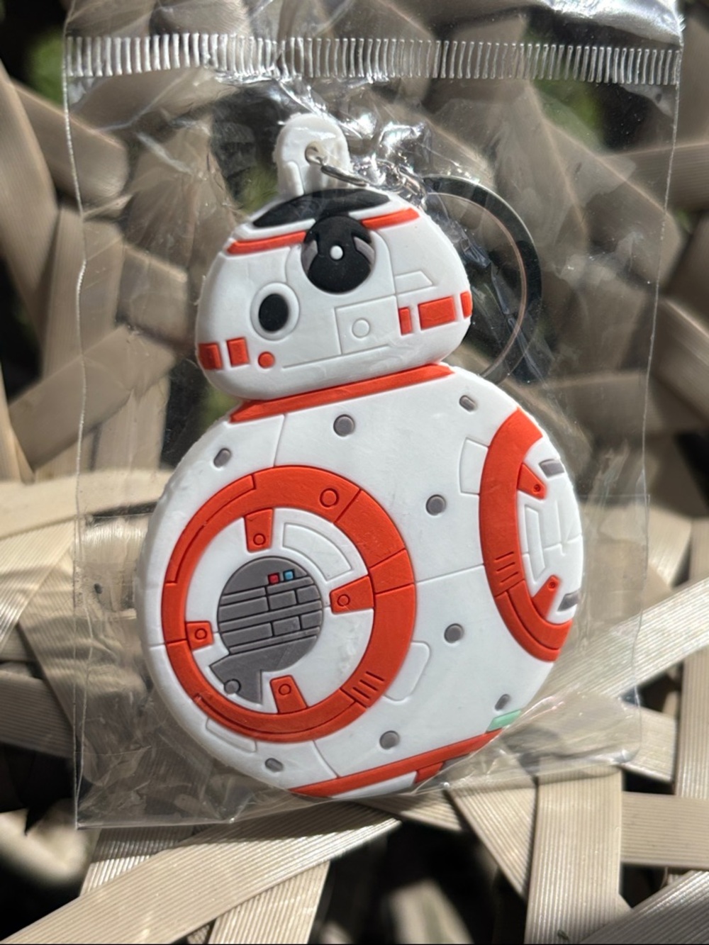 Red & White Droid Silicone Keychain Phone Accessory
